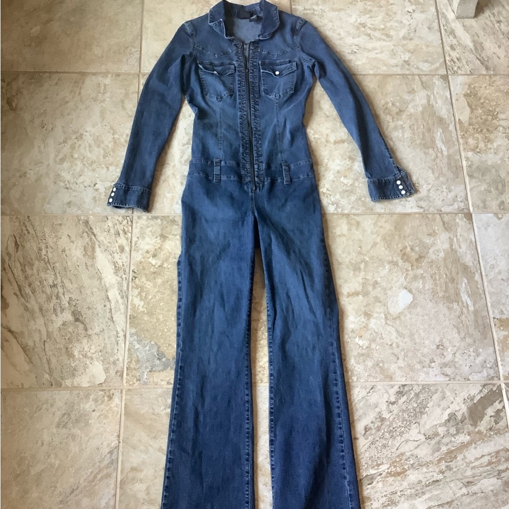 J.Lo by Jennifer Lopez Iconic Y2K stretch denim bootcut jumpsuit